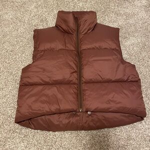 Brown Cropped Puffer Vest